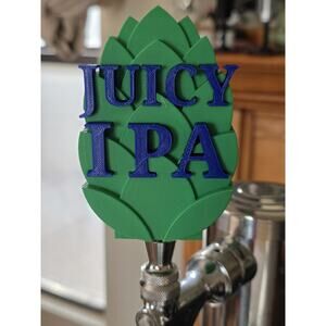 Juicy IPA on Hops Tap Handle, 3D Printed, Home Bar Accessory